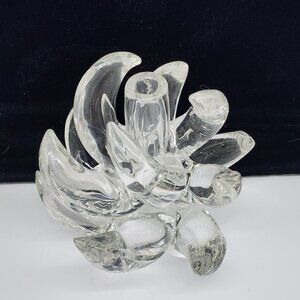 Handcrafted Clear Glass Candle Holder By Liberty Glass Signed Sculptural Art